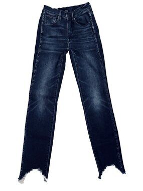 3x1 NYC Elise Jeans Womens 24 Dark Wash Raw Hem Skinny Premium USA Stretch Edgy